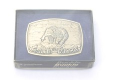 SMITH WESSON Belt Buckle Antique Silver Model 681 Brown Bear