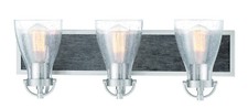 Minka Lavery Garrison 3 Light Bathroom Vanity, Brushed Nickel / Shale Wood