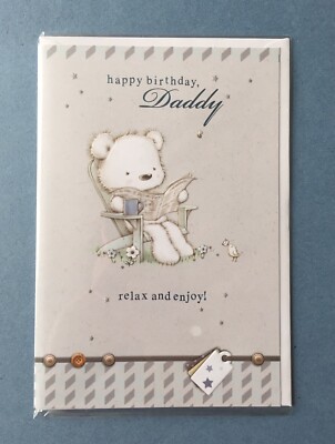 Papa Happy Birthday Karte mit Liebe Relax & Enjoy schöne Karte süßer Bär - C10