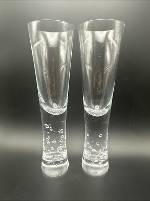 Crate & Barrel Krosno Verve Champagne Flute Bubble Stem Set of 2 5 oz Poland