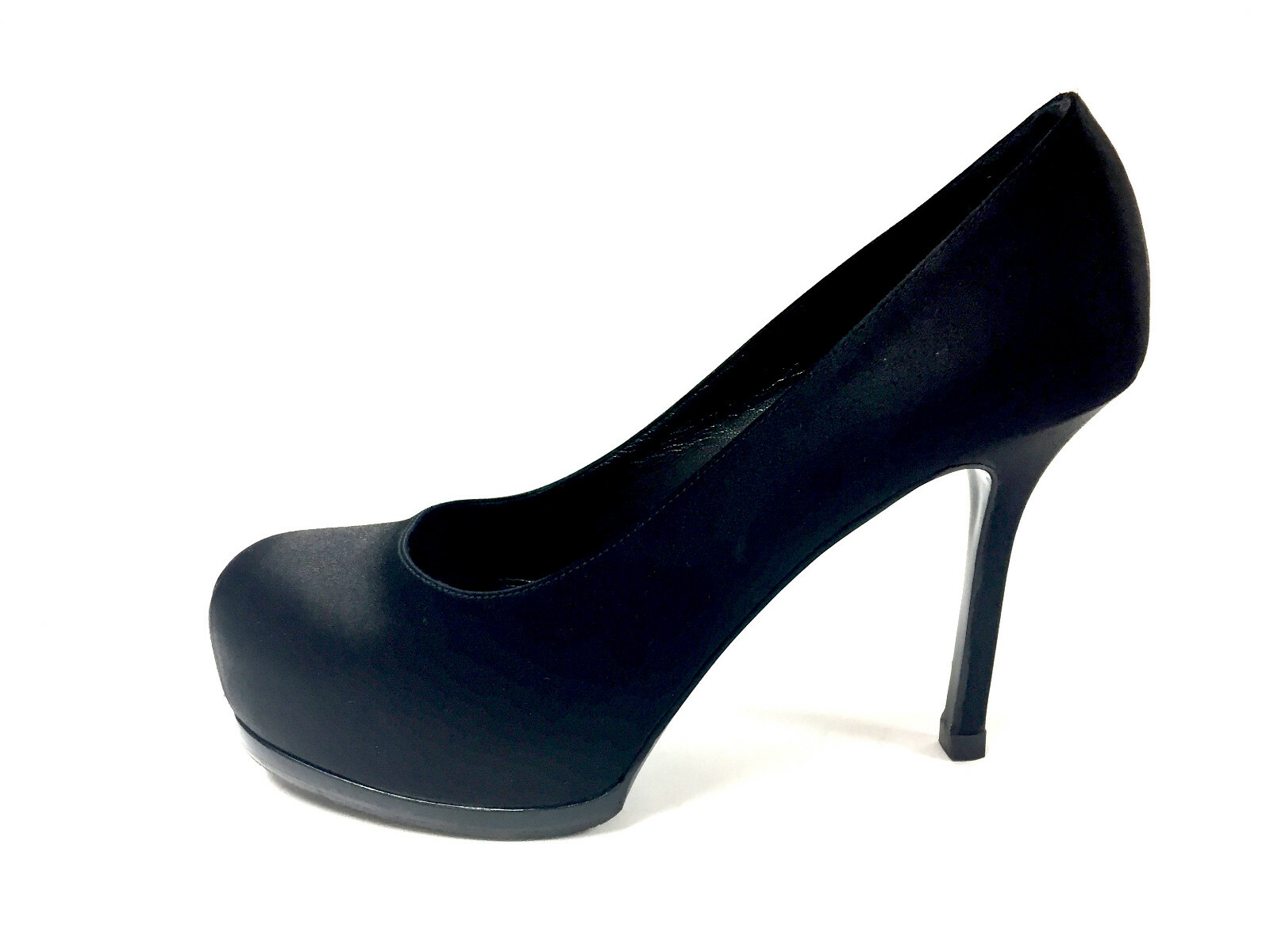 SAINT LAURENT YVES St. LAURENT YSL Decolte con tacco a spillo plateau in seta nera taglia 36 5