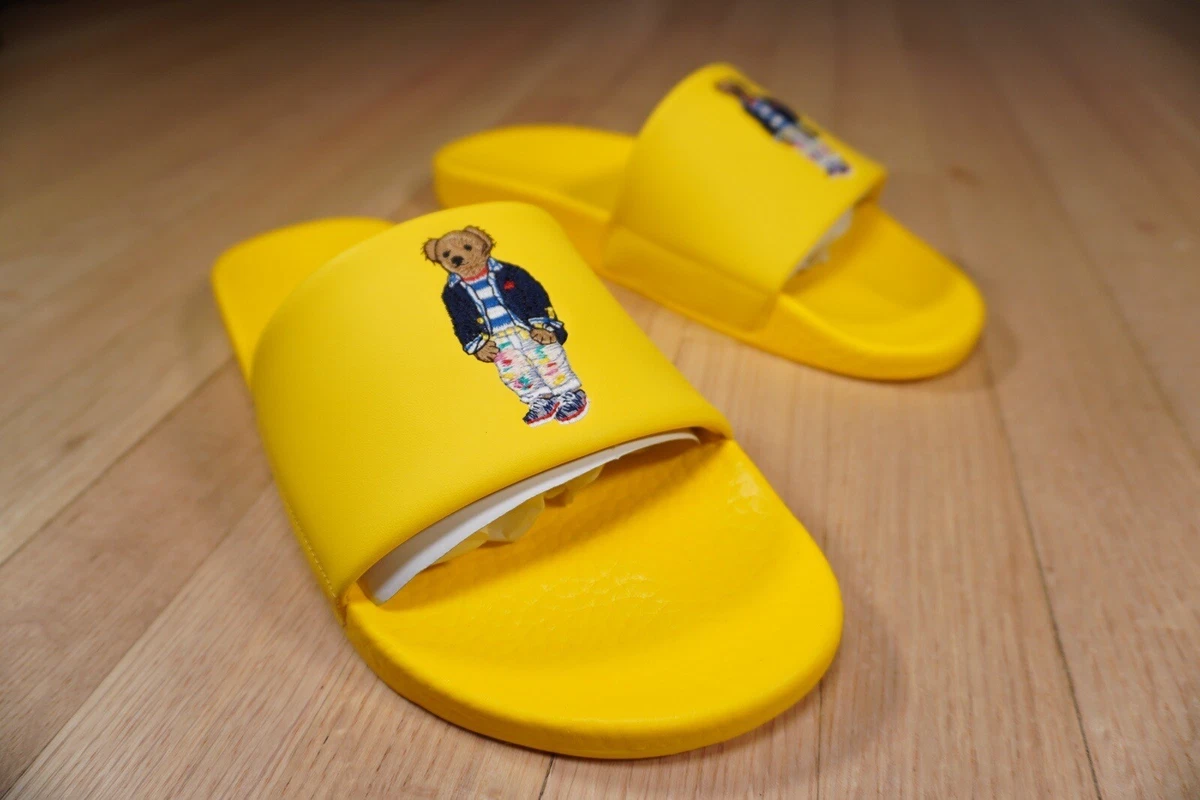 Polo Ralph Lauren Bear Slide Yellow Size 13 D PU EVA Brand 