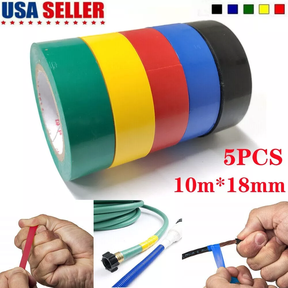 Multi Colored Electrical Tape (5 Pack) 0.7 Wide 32 Feet 10 Meters Per roll  USA