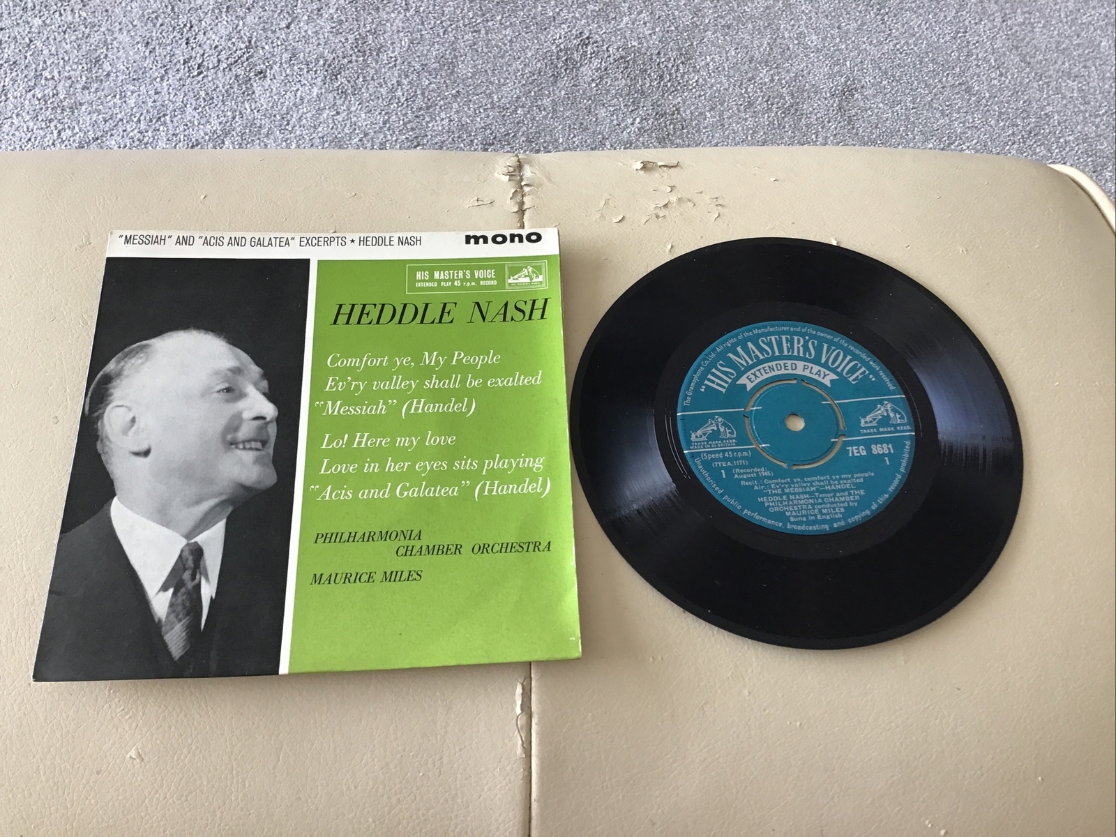 Heddle Nash - Messiah & Acis And Galatea - 7” Vinyl Single EP Record 1945 MONO