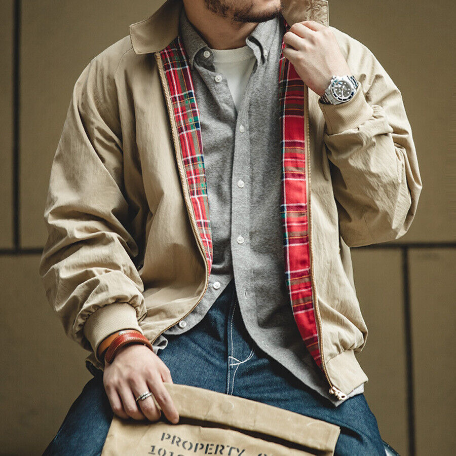 Men's Vintage Harrington Jacket Retro zip Coat Classic Style Men's Vintage Harrington Jacket Retro zip Coat Classic Style