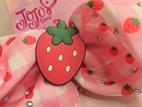 Jojo Siwa Hair Bow Strawberry Design With Hearts And Rhinestone Nickelodeon New - Picture 5 of 5