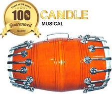 INDISCHE VOLKSMUSIKTROMMEL~DHOLAK~MUTTER+BOLZEN~MANGOHOLZ~HANDARBEIT~ORANG~BHAJAN~KIRTAN