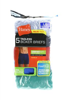 Hanes 242296 Mens Classic Underwear 5-Pack Boxer Brief Assorted Size Large