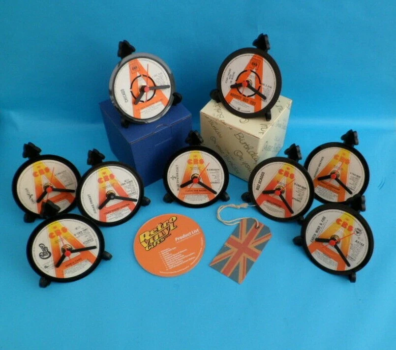 CBS DEMO Label CLOCKS Side Table / Desk Top Upcycled Vinyl Record Hit Singles 4" - Image 4 of 4