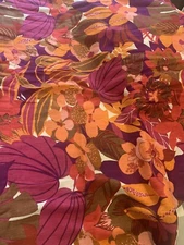 Cohama Fabric Mid Mod Retro Flowers Material 8.33 Yards Vintage Vat Screen Print