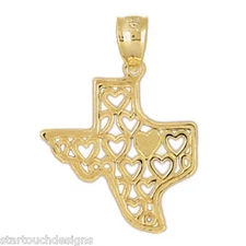 New 14k Yellow Gold Texas Map Pendant
