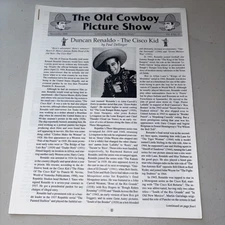 Vintage 2000 Newsletter The Old Cowboy Picture Show Duncan Renaldo The Cisco Kid