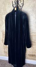 VTG JS Collections Long Coat Black Velvet Maxi Open Front Dress Duster Opera SzS