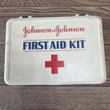 Vintage ‘89 Johnson & Johnson First Aid Kit Plastic Case W/ Contents - See Photo