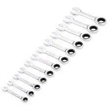 Image of Draper HI-TORQ Metric Stubby Ratchet Combination Spanner Set (12 Piece)