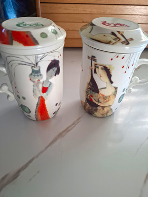 Teavana Fine Bone China 3.piece Tea Cups.  Japanese Ladies