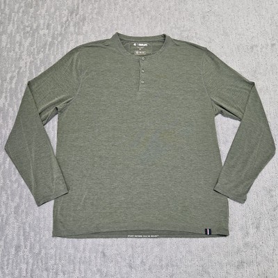 Fourlaps RE-UP Long Sleeve Button Front Henley Shirt Men's XL Green