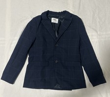 Zara Boys Tailored Fit Navy Blue Windowpane Blazer Jacket Size 9 Cm134