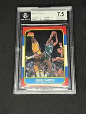 1986-87 FLEER Derek Harper #44 BGS 7.5 NM+ RC Dallas Mavericks