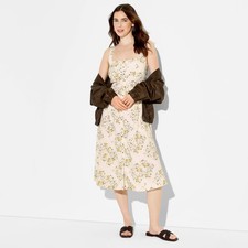 Women's Button-Front Midi A-Line Dress - Wild Fable