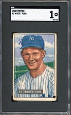 1951 Bowman #1 Whitey Ford Rookie SGC 1 Vintage HOF RC Baseball Card (7264)
