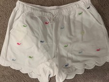 Girls Vinyard Vines Shorts White Cotton Whales XL 14 16 Pockets EUC