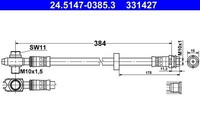 ATE Bremsschlauch 24.5147-0385.3 FüR VW Seat