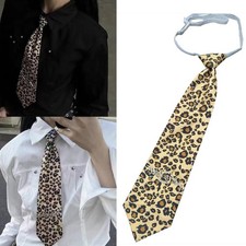 Polyester Tie with Leopard Print for Women Men Uniform Cosplay Pre Tied Necktie