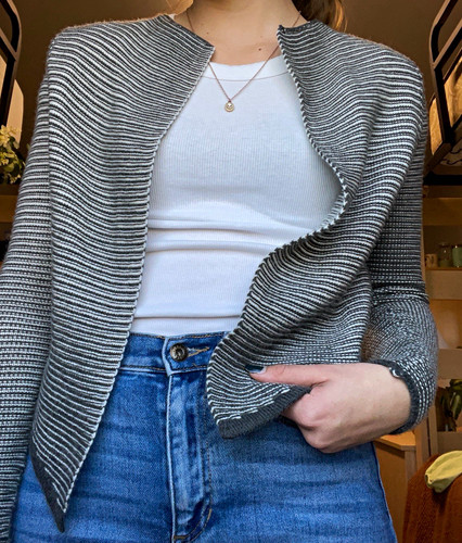 Express Women’s Striped Open Front Knit Cardigan Sweater Long Sleeve S