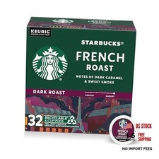 Starbucks K-Cup Coffee Pods, Dark Roast Hot 32 Count Pack of 1 French Roast