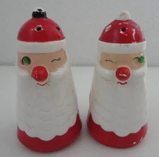 Vintage Winking Santa Christmas Salt & Pepper Shakers Japan