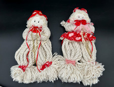 Vintage Him Her Valentines Day Mop Dolls, 1980's, 14" Tall
