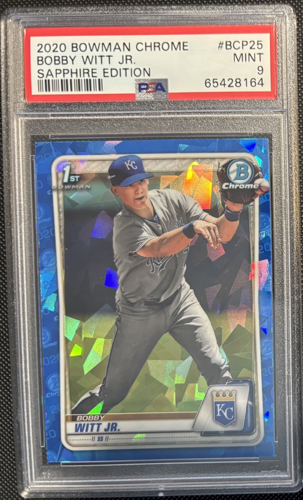 BOBBY WITT JR 2020 Bowman Chrome Sapphire Edition - 1st BOWMAN - PSA 9 Mint view 1