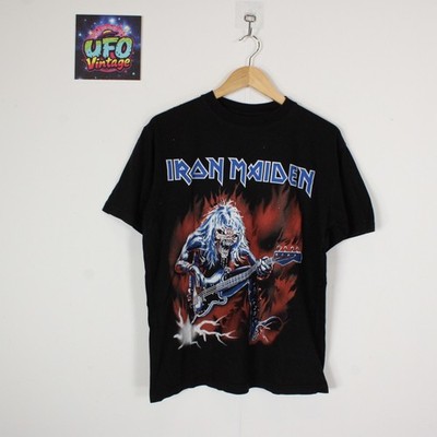Iron Maiden Eddie Bass schwarzes T-Shirt Erwachsene Large Rock Metal Grafik kastige Passform
