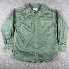 Western Welder Shirt Mens XL Green Snap Front Western Workwear Twill Cotton