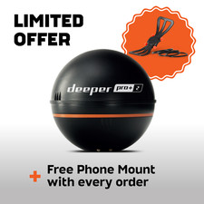 Deeper PRO+ 2 Castable Fish Finder GPS Sonar + Free Phone Holder
