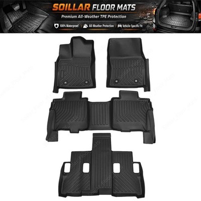 4Pcs Fits 2023-2025 Toyota Sequoia 7/8 Passenger TPE Floor Mats Liner Anti-Slip