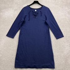 Old Navy Dress Womens Size Large Blue 3/4 Sleeve Shift Cotton Henley