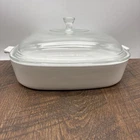 Corning Ware KA-SK-10 White Casserole w/ Pyrex P-12-C Lid 10”