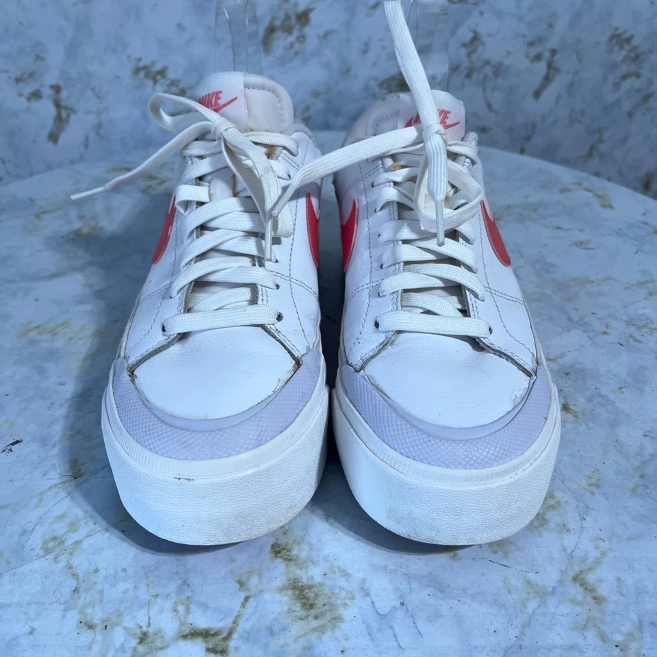 Nike Court Legacy Lift Para Mujer Talla 7.5 Zapatos Blanco Rosa Entrenador Atlético Tenis Foto 3 de 4