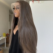 Heat Resistant Synthetic Hair Frontal Lace Wigs Long Straight Brown mix Blonde