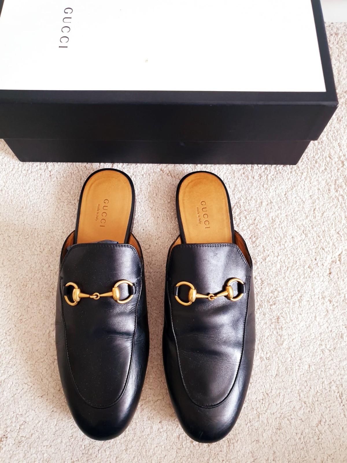 Gucci Black Princetown Leather Women Slippers Loafers Size UK 4.5 EU 37.5 US 7.5