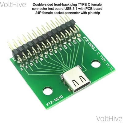 Double-sided Front-back Plug TYPE C Female Connector Test Board with USB 3.1 PCB