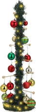 Christmas Tree Ornament Stand Holder with Light Pine Garland Wooden Christmas Ha