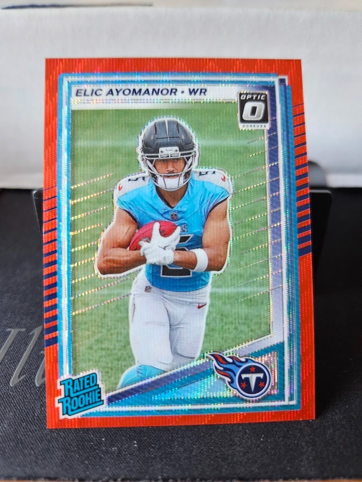 2025 Panini Donruss Elic Ayomanor Red Wave Optic Preview Rated Rookie #339 SP