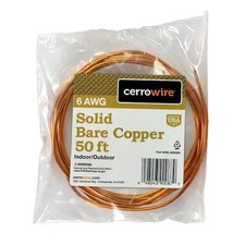 6-Gauge Solid SD Bare Copper Grounding Wire 25 Ft. Grounding Wire Soft Flexible