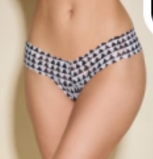 Cosabella Never Say Never Cutie Lowrider Printed Thong Black /White New