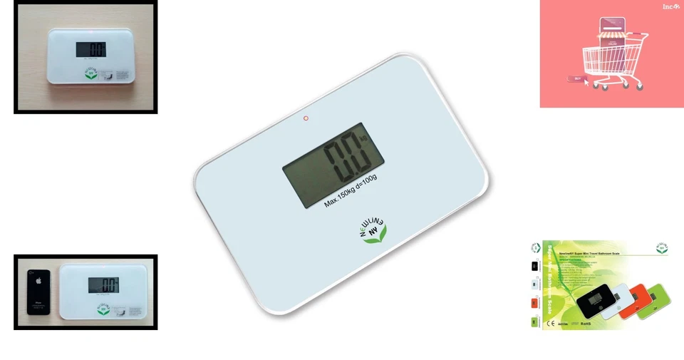 Báscula de baño súper mini: pantalla LED de 5,5" x 8,5" para un pesaje de viaje preciso Foto 2 de 4
