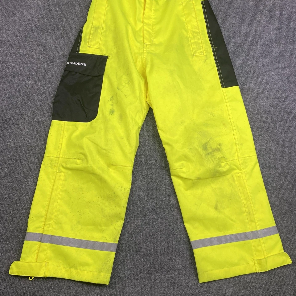Grundens Rain Pants Youth 10YRS Hi-Vis Yellow Waterproof Reflective Workwear - Image 3 of 4