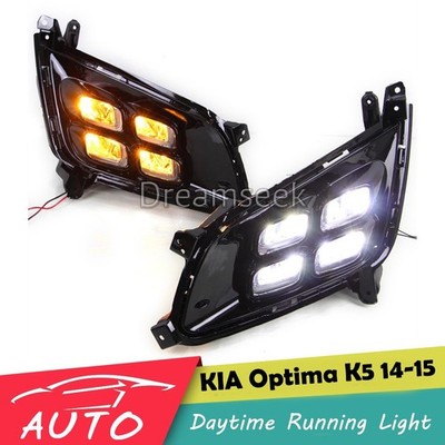 LED Tagfahrlicht TFL für Kia Optima K5 2014 2015 DRL Fog Lampe Mit Gelb Blinker